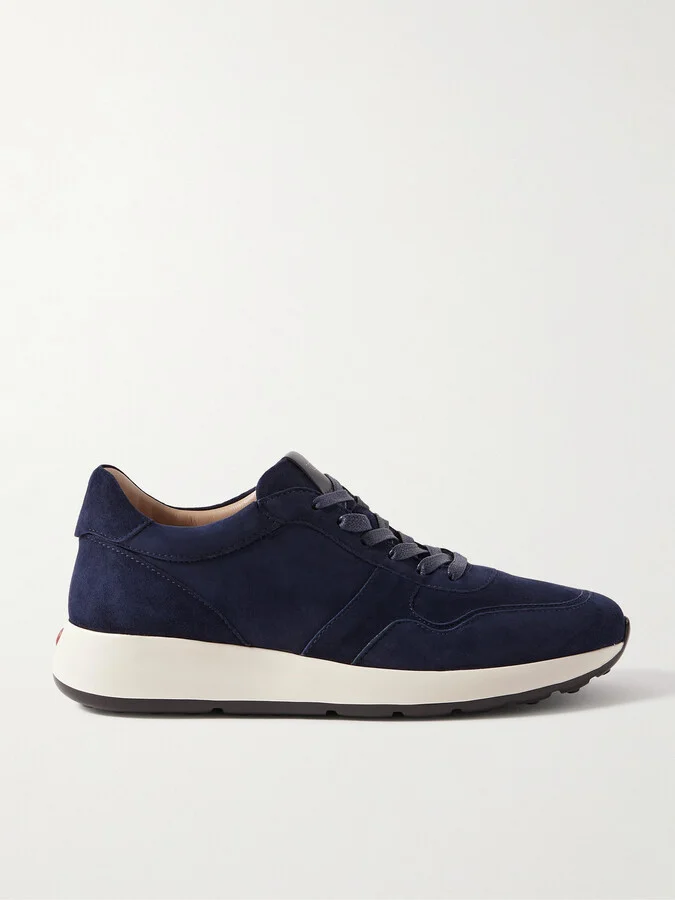 Leather-Trimmed Suede Sneakers