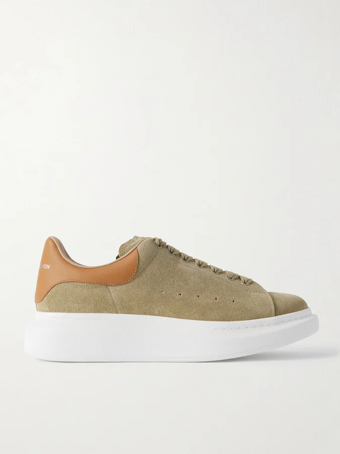 Leather-Trimmed Suede Sneakers
