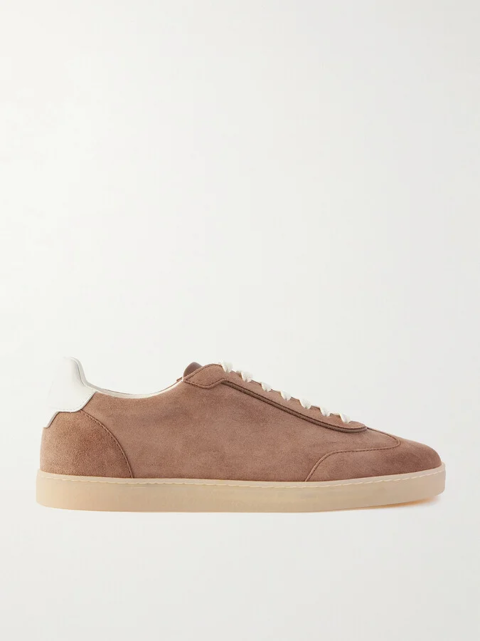 Leather-Trimmed Suede Sneakers