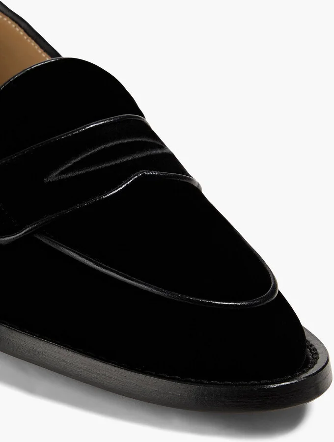 Leather-trimmed velvet penny loafers - Image 4