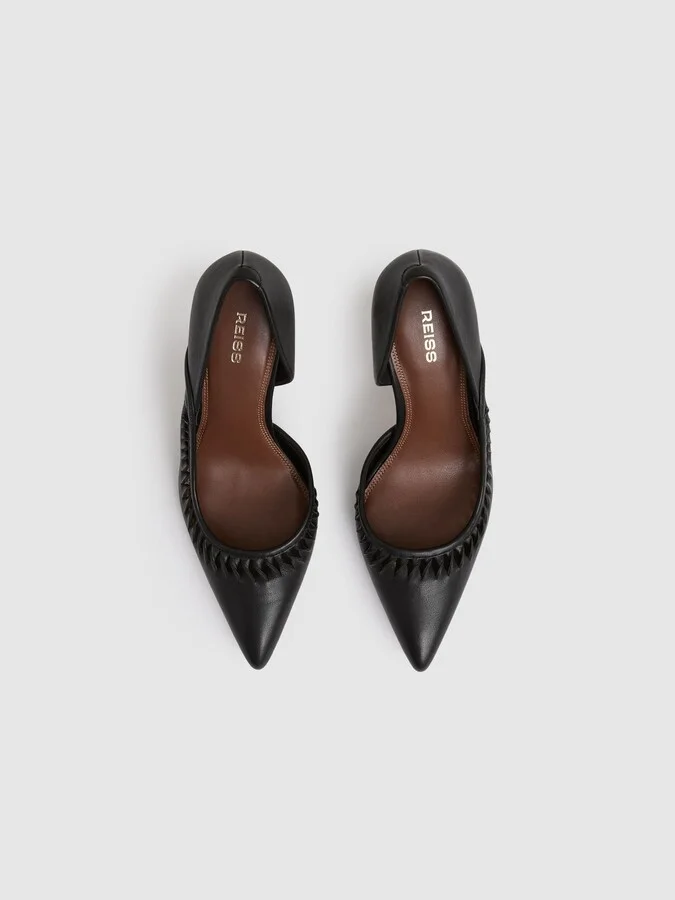 Leather Twist Detail Court Shoes - Image 3