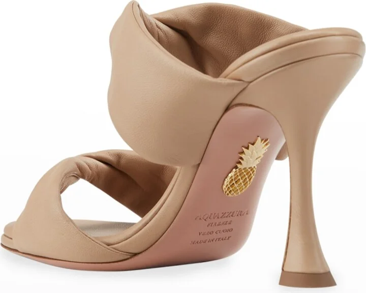 Leather Twist Heel Slide Sandals - Image 2