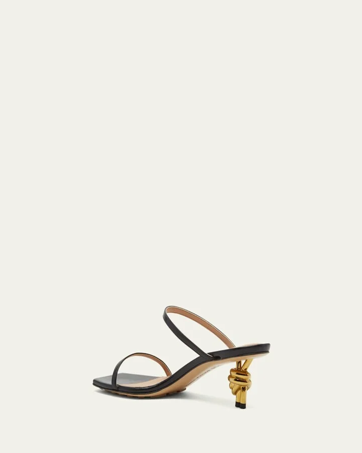Leather Two-Band Knot Slide Sandals - Image 6