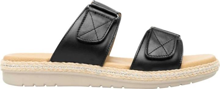 Leather Two-Strap Sandals In Black