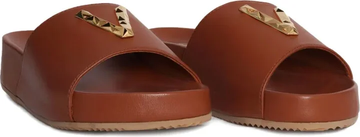 leather V-detail sandals - Image 2