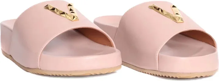 leather V-embellished sandals - Image 2