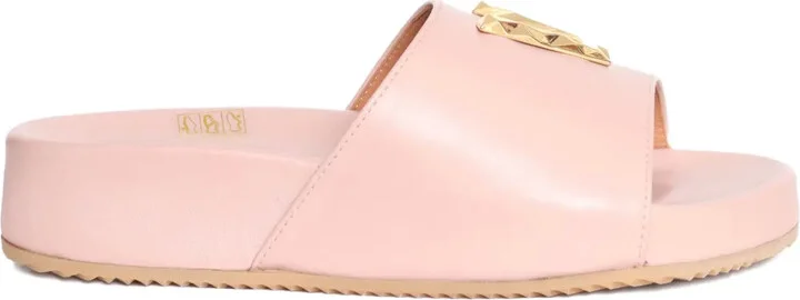 leather V-embellished sandals
