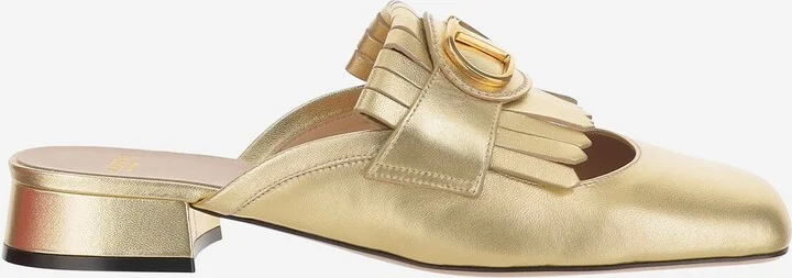 Leather Vlogo Mules