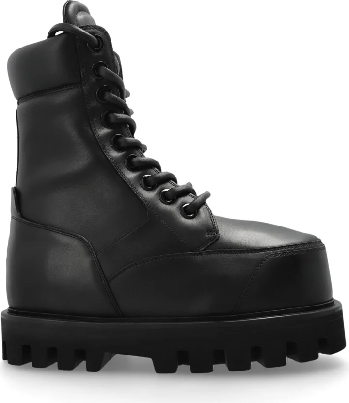 Leather Wedge Ankle Boots, , - Black