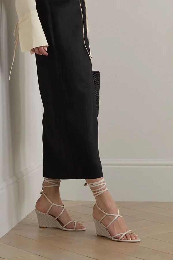 Leather wedge espadrille sandals - Image 2