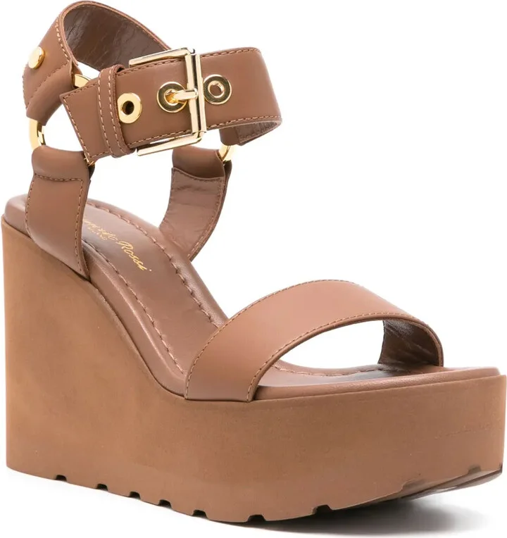 Leather Wedge Sandals - Image 2