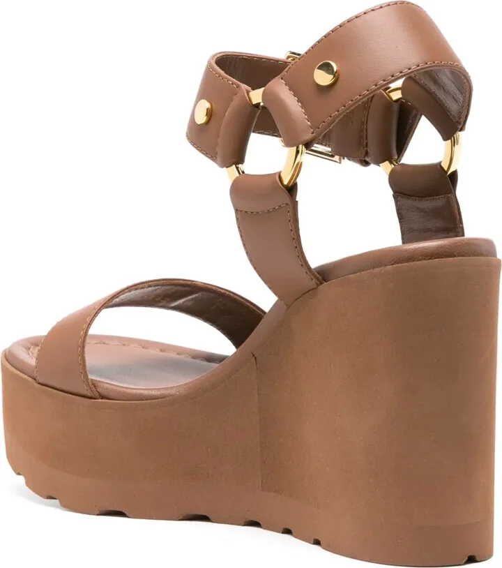 Leather Wedge Sandals - Image 3