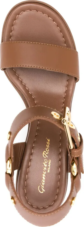 Leather Wedge Sandals - Image 4
