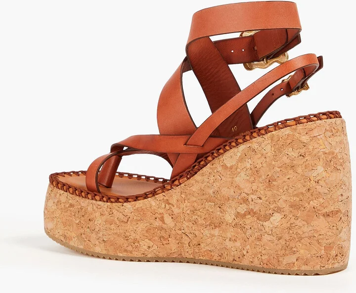 Leather wedge sandals - Image 3