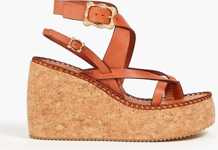 Leather wedge sandals