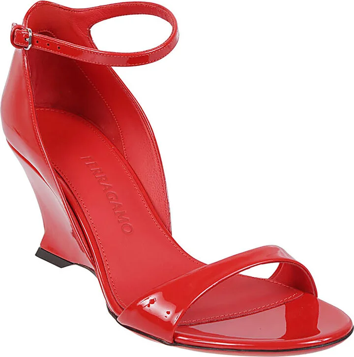 Leather Wedge Sandals With Open Toe - Image 2