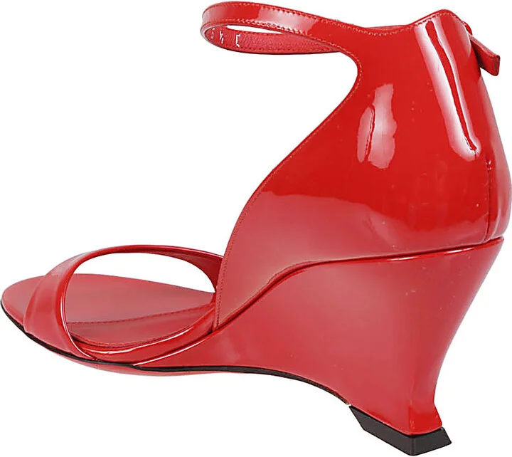 Leather Wedge Sandals With Open Toe - Image 3