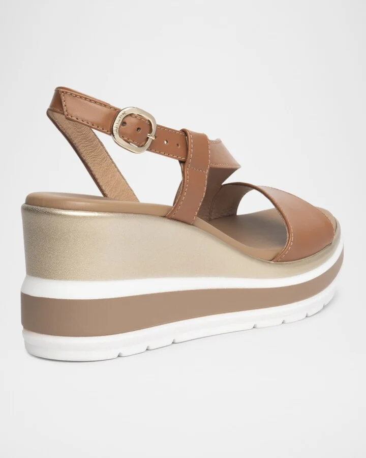Leather Wedge Slingback Sandals - Image 2
