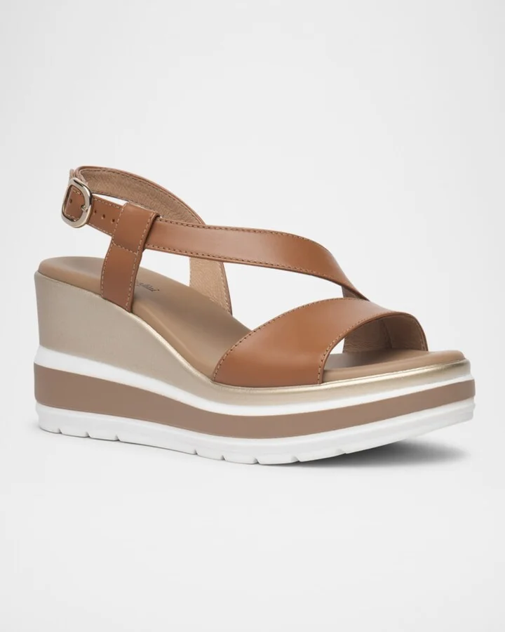 Leather Wedge Slingback Sandals - Image 3