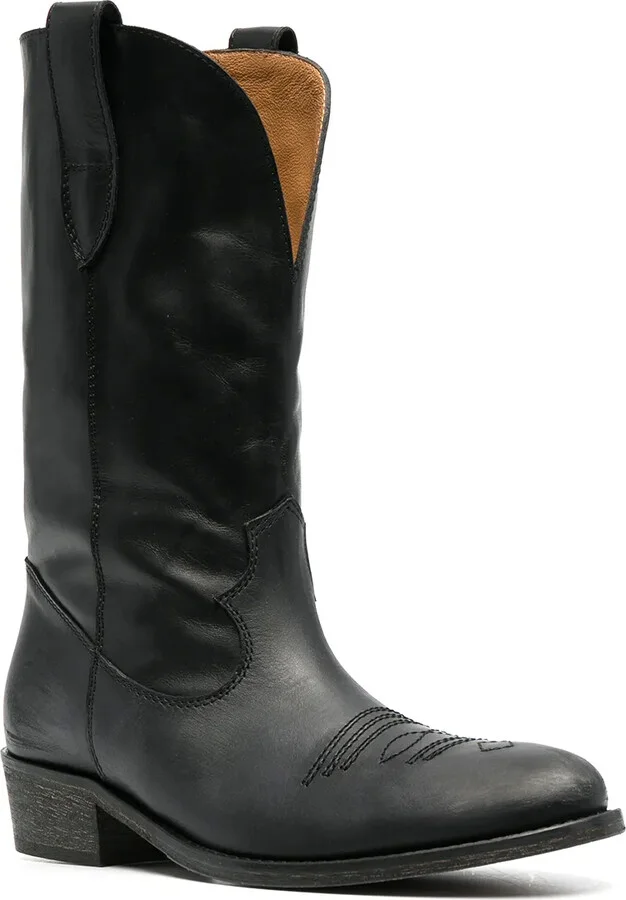 Leather Western-Style Boots - Image 2