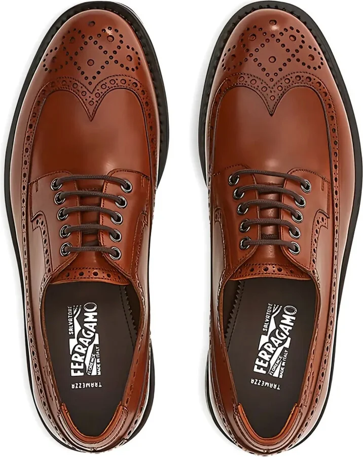Leather Wingtip Derby Shoes - Image 3