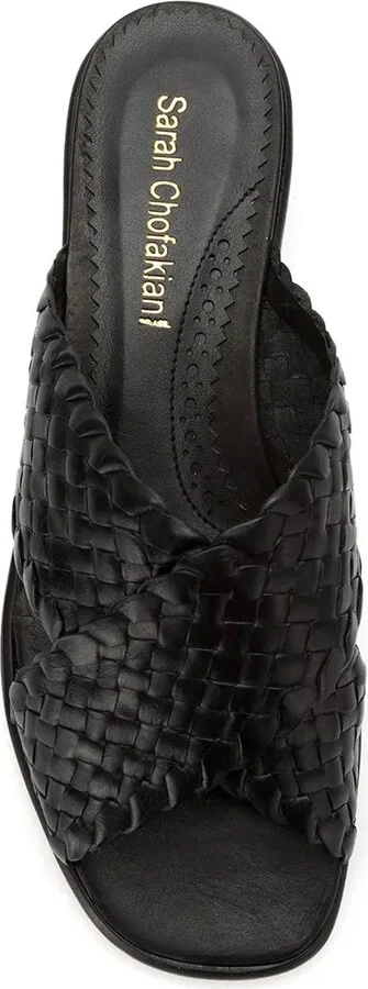 Leather Woven Flat Sandals - Image 4