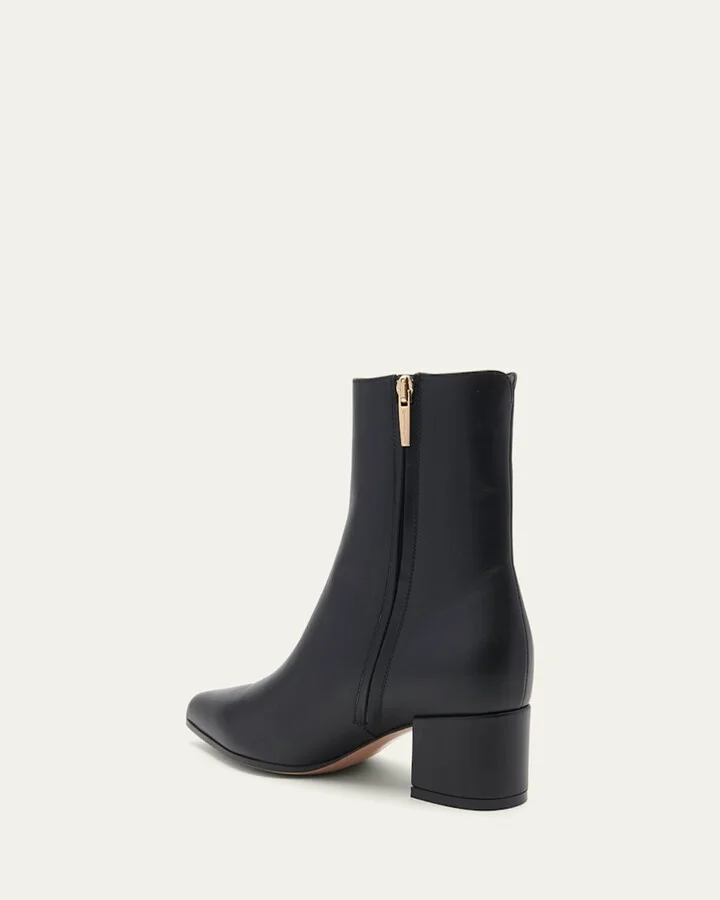 Leather Zip Ankle Booties - Image 6