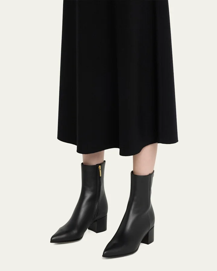 Leather Zip Ankle Booties - Image 9