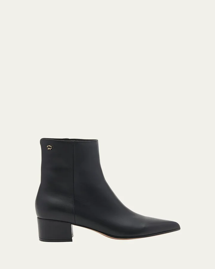 Leather Zip Ankle Booties
