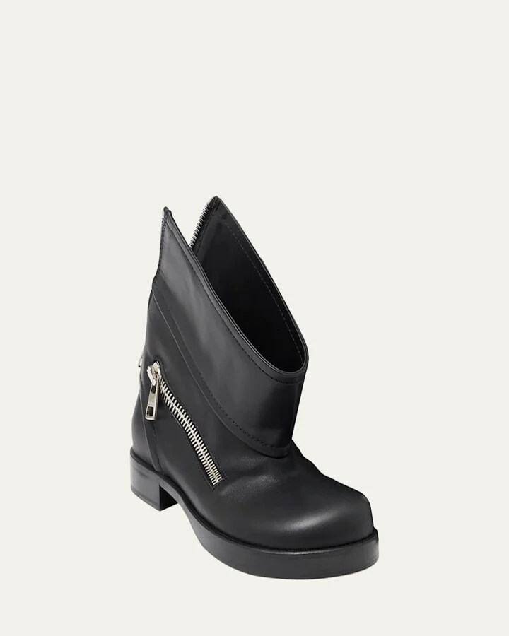 Leather Zip Biker Booties - Image 2