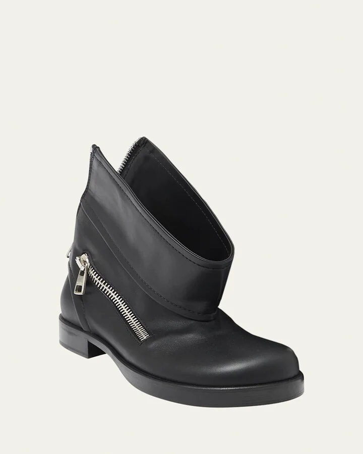 Leather Zip Biker Booties