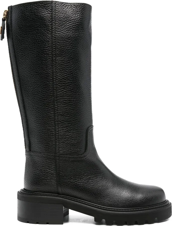 Leather Zip-Detail Boots