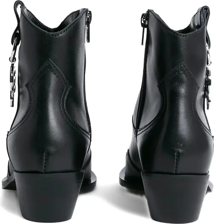 Leather-Zip Detail Cowboy Boots - Image 3