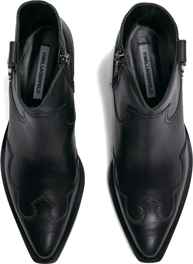 Leather-Zip Detail Cowboy Boots - Image 4