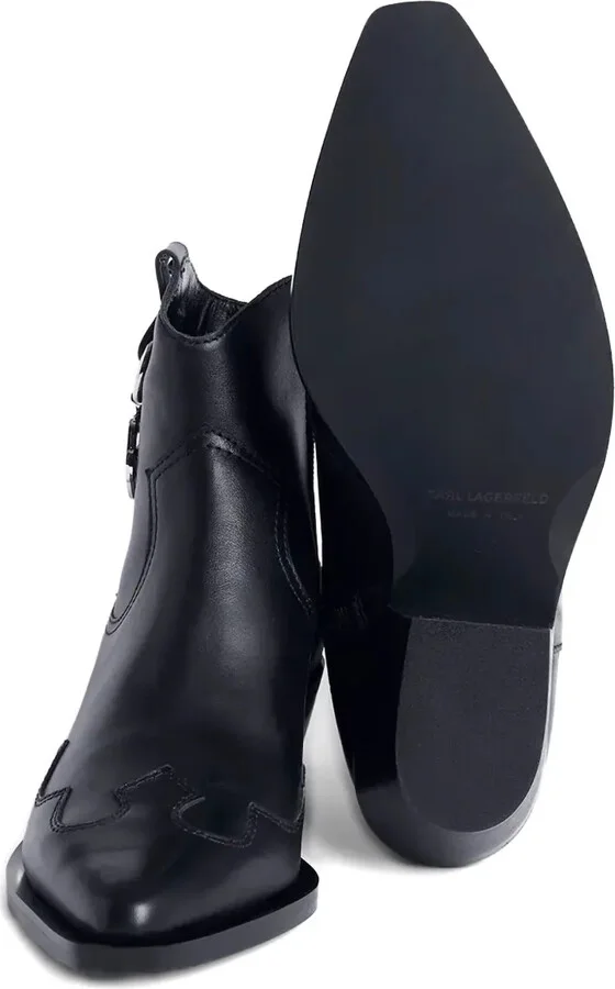 Leather-Zip Detail Cowboy Boots - Image 5