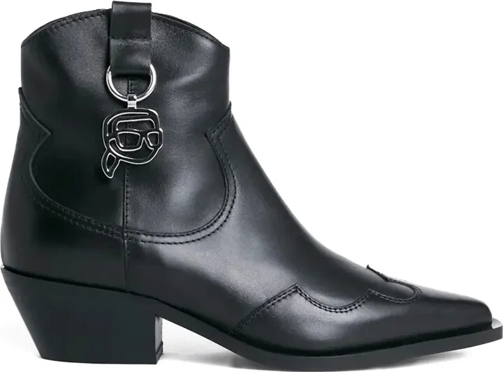 Leather-Zip Detail Cowboy Boots