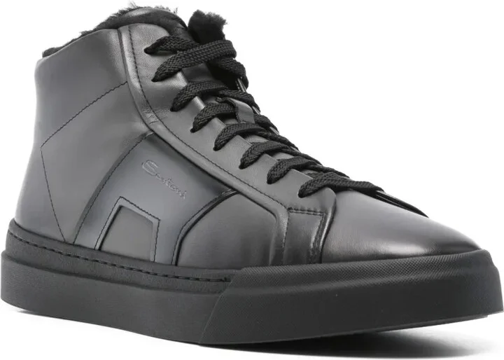 Leather Zip-Fastening High-Top Sneakers - Image 2