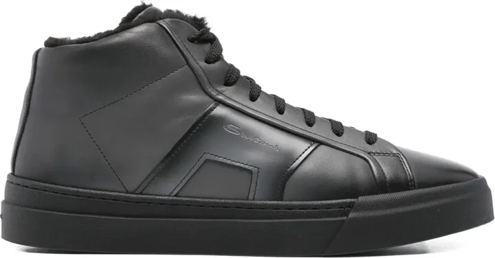 Leather Zip-Fastening High-Top Sneakers