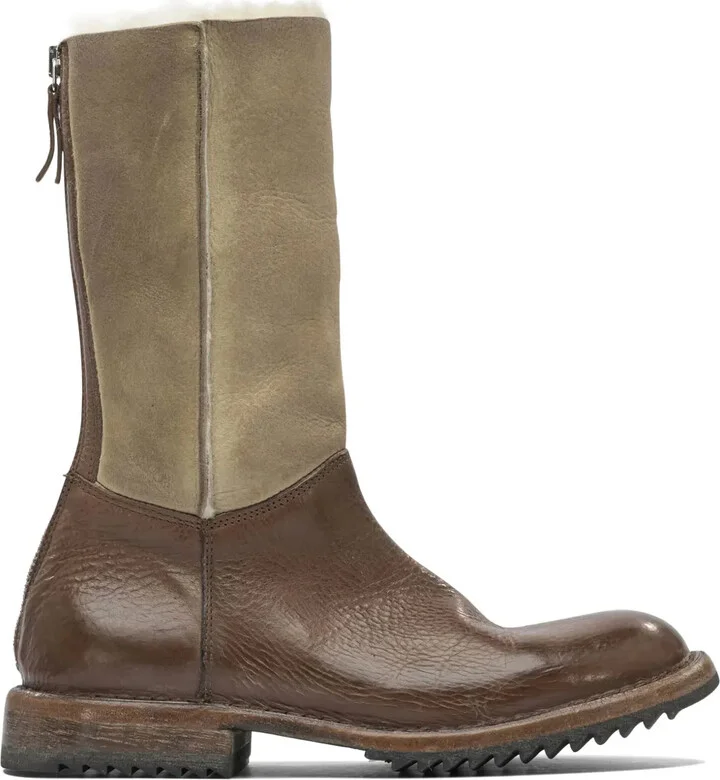 Leather Zip-Fastening Mid-Calf Length Boots