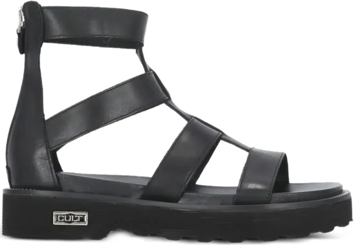 Leather Zip-Fastening Sandals
