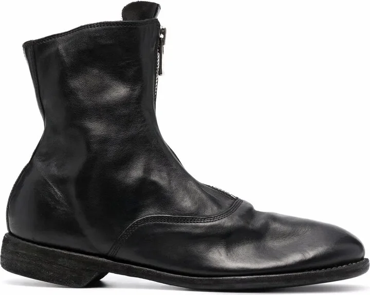 Leather Zip-Front Ankle Boots