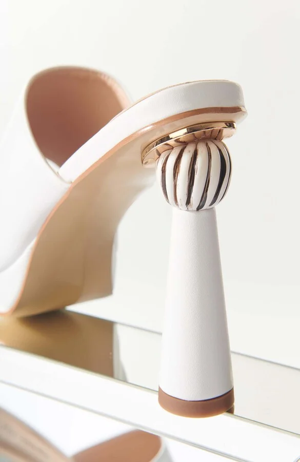 Leatherette Spiral Ball Mule Heels - Image 2
