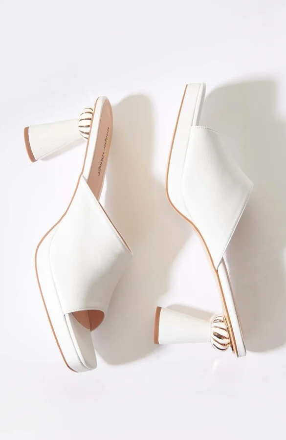 Leatherette Spiral Ball Mule Heels - Image 3