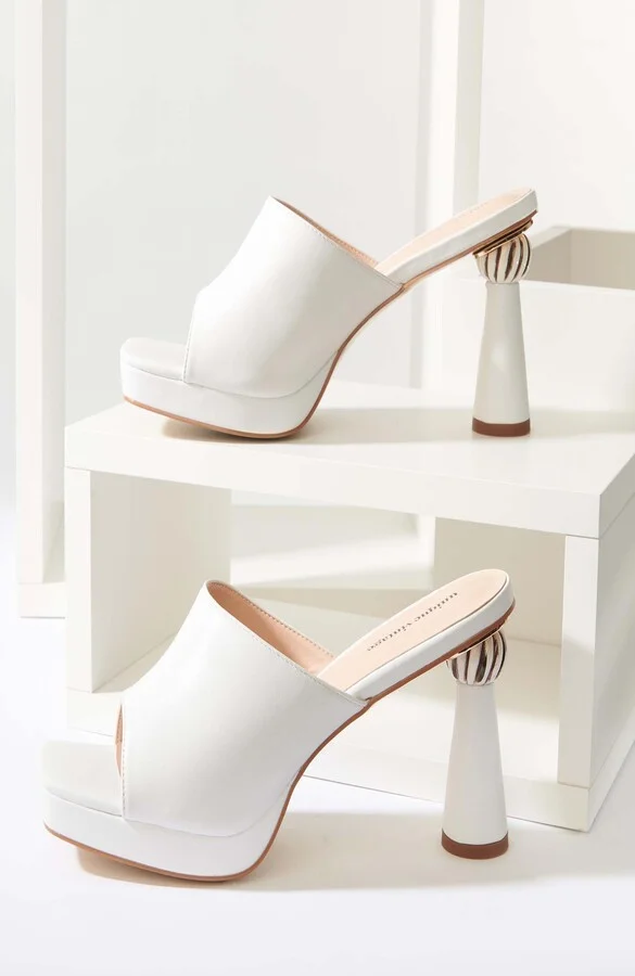 Leatherette Spiral Ball Mule Heels