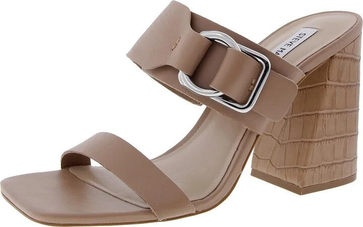LEDA Womens Solid Leather Block Heel