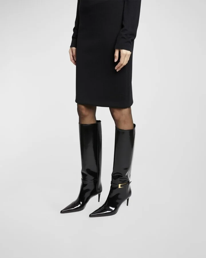 Lee Patent Buckle Knee Boots - Image 6