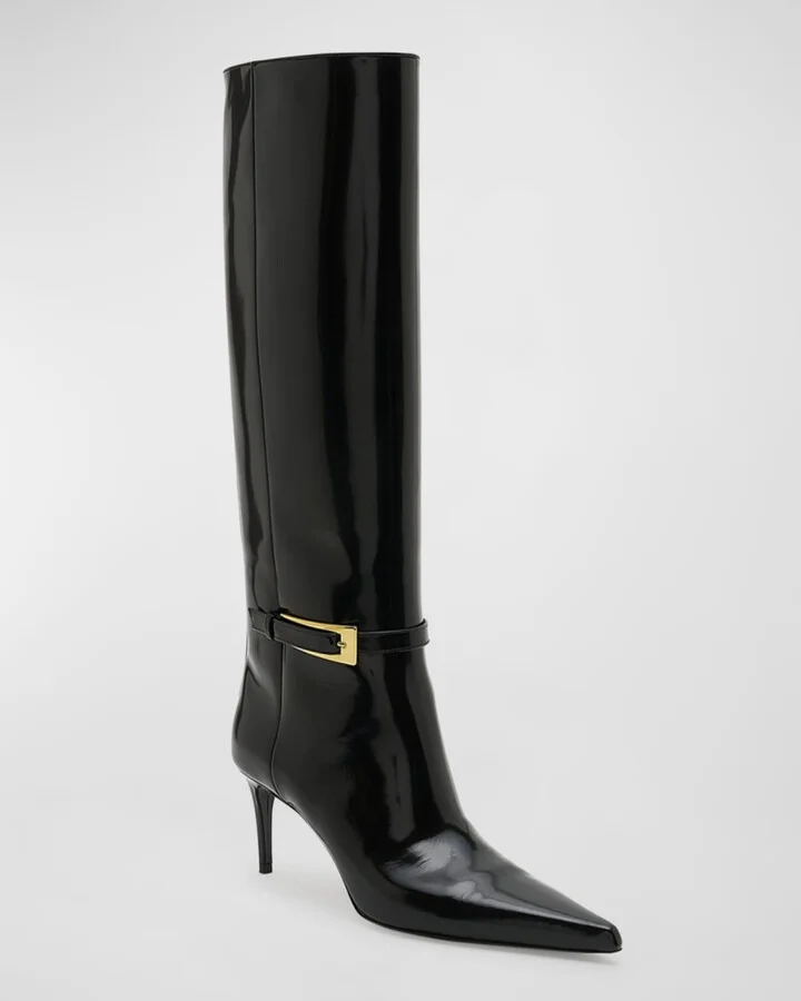Lee Patent Buckle Knee Boots - Image 10