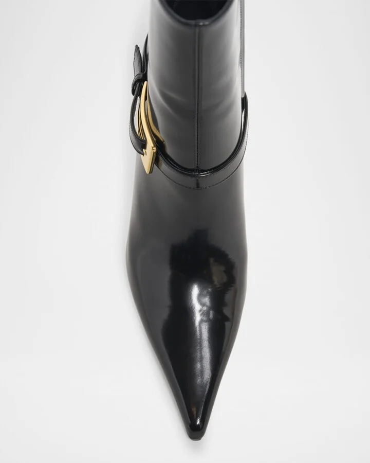 Lee Patent Buckle Stiletto Booties - Image 3