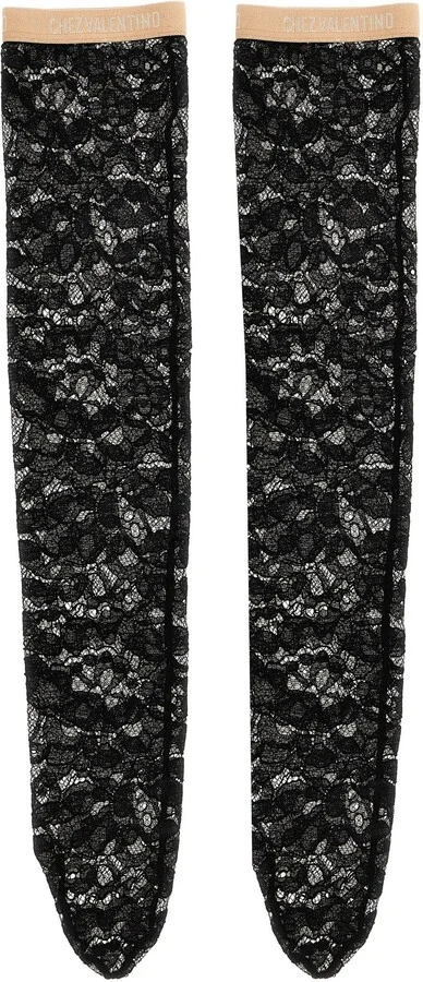 Leg Valentino Garavani Pizzo Rebordè Socks Black