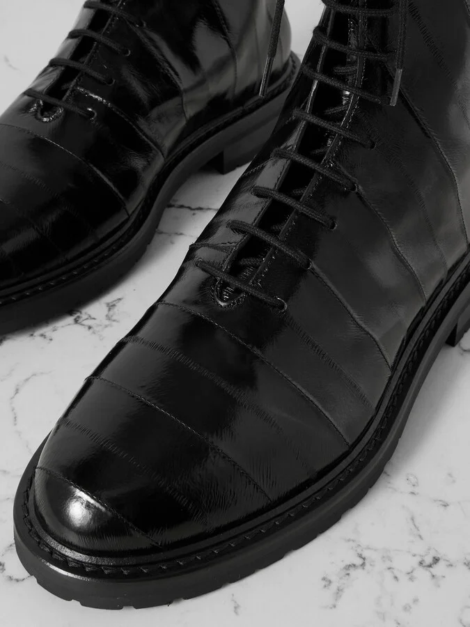 LEGRES - 05 Paneled Eel Ankle Boots - Black - Image 4